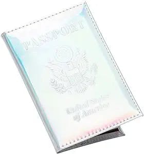 Chrome Passport Cover Vaccine Card Holder Combo, Passport Holder with Vaccine Card Slot Pretty Little Passports (Silver)