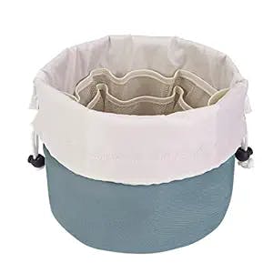 Barrel Drawstring Makeup Bag Travel Cosmetic Bag Large Toiletry Organizer Waterproof for Women (Large, Greyish Blue)