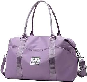 KARRESLY Travel Duffel Bag for Women,Shoulder Weekender Overnight Bag Sports Gym Tote Bag,Waterproof(Purple)
