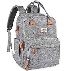 Diaper Bag Backpack, RUVALINO Multifunction Travel Back Pack Maternity Baby Changing Bags, Large Capacity, Waterproof and Stylish, Gray