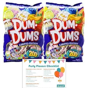 Graduation Dum Dums Bundle Pack with 2 200 Bags with Assorted Limited Edition Flavors - 400 Total - with Party Planning Checklist - Candy Table Gifts Highschool, College, Elementary School Colors (Assortment)