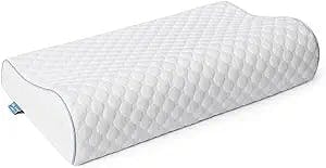 Newsty Memory Foam Pillow for Neck and Shoulder Pain Cervical Pillow for Back Sleeper, Side Sleeper, Stomach Sleeper Bed Pillow for Neck Pain Relief（Upgraded Version）- White