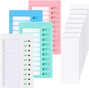 Blank Chore Chart Kids Chore Chart, Plastic Checklist Board with Detachable Cardstock to Do List for Home Routine Planning (4 Pcs)