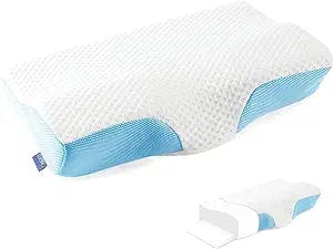 Cozyide Cervical Pillow Contour Memory Foam Pillows for Neck and Shoulder Pain Relief Adjustable Ergonomic Orthopedic Pillows for Side, Back and Stomach Sleepers with Washable Cover Light Blue