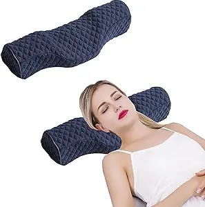 S-SNAIL-OO Cervical Neck Pillow for Sleeping, Memory Foam Neck Roll Pillow for Stiff Neck Pain Relief, Neck Support Pillow Bolster Pillow for Bed for Side Sleepers Back Sleeper. (Blue)