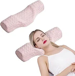 S-SNAIL-OO Cervical Neck Pillow for Sleeping, Memory Foam Neck Roll Pillow for Stiff Neck Pain Relief, Neck Support Pillow Bolster Pillow for Bed for Side Sleepers Back Sleeper. (Pink)
