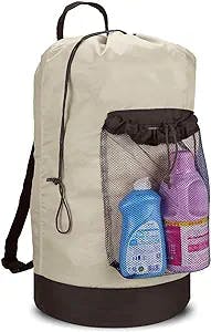 Dalykate Backpack Laundry Bag, Laundry Backpack with Shoulder Straps and Mesh Pocket Durable Nylon Backpack Clothes Hamper Bag with Drawstring Closure for College, Travel, Laundromat, Apartment