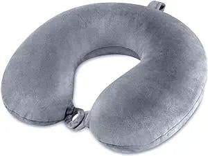 urnexttour Travel Pillow, 100% Pure Memory Foam Travel Neck Pillow, Soft & Support Airplane Pillow for Headrest Sleep, Grey
