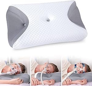 HOMCA CPAP Pillow, Memory Foam CPAP Pillow for Side Sleepers, Sleep Apnea Pillow for All CPAP Masks Users to Reduce Air Leaks & Masks Pressure, Cervical CPAP Pillow for Neck Pain Relief