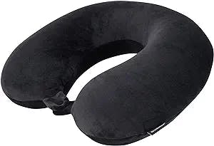 Brookstone Travel Neck Pillow - Classic Memory Foam Head and Neck Pillow for Vacations, Airplanes, Trains, Buses, and Cars, Size One Size, Black