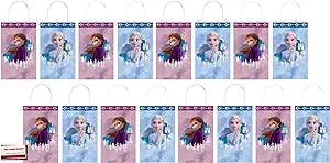 Multiple Brands (16 Pack) Disney Frozen Princess Elsa Anna Party Paper Loot Treat Candy Favor Box Bags (Plus Party Planning Checklist by Mikes Super Store), 8.25''H x 5.25''W x 3.25''D
