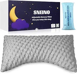 SNEINO Shredded Memory Foam Pillows Queen Size - Adjustable Bed Pillows for Back, Stomach and Side Sleeper, Neck Pillows for Pain Relief Sleeping - Extra Fill Included, CertiPUR-US/Oeko-TEX（Grey）
