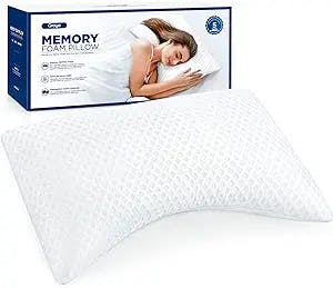 Groye Cooling Side Sleeping Pillow - Neck Pillows for Pain Relief, Ergonomic Contour Memory Foam Pillows -Back and Shoulder Support, Odorless Cervical Bed Pillows for Sleeping with Washable Pillowcase