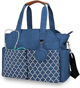 Korolev Nurse Bag for Work, Nurse Tote Bag, Nursing Bag with Multiple Pockets for Nurse and Working Women, Blue