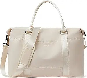 FIGESTIN Duffle Bag Weekender Bag for Women Travel Bag Tote Bag Lightweight Carry On Bag Overnight Bag for Women Girls Beige