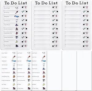3 Pcs to Do List Checklist Board, Daily Schedule for Kids, Chore Chart Memo Checklist Board Detachable Reusable Plastic RV Checklist Chore Chart Planner Board for Home Travel (to do List)