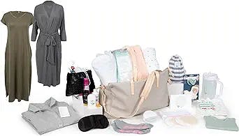 Prepacked Hospital Birth Bag for Labor and Delivery - Mom and Baby Bundle - 18 Items