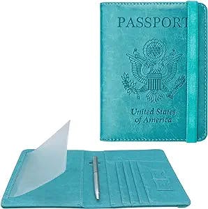 WALNEW Passport Holder Wallet, RFID Blocking Passport and Vaccine Card Holder Combo, Passport Cover Case Travel Wallet Essentials, Gift for Women and Men