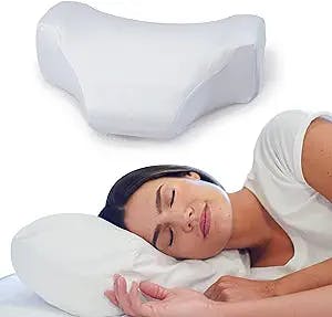 SLEEP YOUNG Anti-Wrinkle Pillows for Side Sleepers with Dual-Sided Height Options - Design Patented, Ergonomic & Memory Foam Contour Pillows for Sleeping - Restore Wrinkle-Free Skin - Made in USA