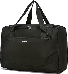 ECOHUB For Spirit Airlines Personal Item Bag 18x14x8 Foldable Travel Duffel Bag Travel Essentials Carry on Luggage Gym bag Weekender Overnight Bags Hospital Bags for Women and Men (Black)