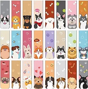 48 Pcs Magnetic Bookmarks Cute Dogs Cats Magnetic Page Markers Puppy Magnetic Page Clips Bookmarks Pet Magnet Book Markers for Kid Students Teacher Reading Supplies Party Favors, 24 Designs (Dog)
