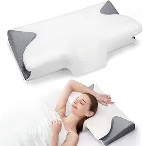 untovei Cervical Memory Foam Pillow, Contour Support Pillows for Neck and Shoulder Pain Relief, Ergonomic Bed Pillow for Side Back Stomach Sleeper, Orthopedic Sleeping Pillows with Washable Pillowcase