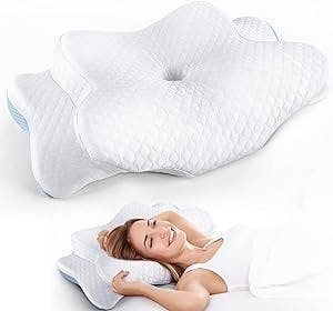 Neck Pillow, Side Sleeper Pillow, Ergonomic Contour Cervical Pillow, Memory Foam Neck Pillows for Pain Relief Sleeping, Pillow for Neck Pain, Side Sleeper Pillow for Neck and Shoulder Pain
