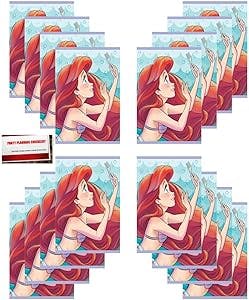 (16 Pack) Disney Little Mermaid Ariel Birthday Party Plastic Loot Treat Candy Favor Goodie Bags (Plus Party Planning Checklist by Mikes Super Store)