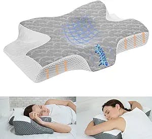 Joynox Cervical Memory Foam Contour Pillow for Neck and Shoulder Pain, Ergonomic Orthopedic Neck Support Sleeping Pillow for Side Sleepers, Back and Stomach Sleepers (Grey)