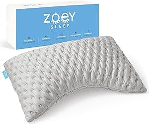 Zoey Sleep Side Sleep Pillow for Neck and Shoulder Pain Relief - Adjustable Memory Foam Bed Pillows for Sleeping - Plush Machine Washable Pillow Cover - Queen Size Bed Pillow 19" x 29" (Queen, Grey)