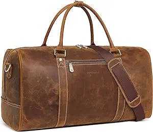 BOSTANTEN Leather Duffle Bags for Men Travel Weekender Overnight Duffel Bag Carry On Luggage
