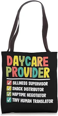 Daycare Provider Checklist Funny Gift Appreciation Childcare Tote Bag