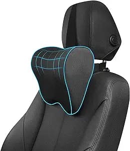 anzhixiu Car Neck Pillow for Driving- Memory Foam Neck Pillow for Car for Cervical Support and Neck Pain Relief - T-Shaped Straps for Height Adjustment,Black