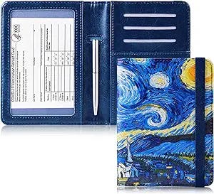 Passport and Vaccine Card Holder Combo, Anbelideb Passport Holder with Vaccine Card Slot,Passport Cover come with Vaccination Card Protector,Travel Passport Wallet (Starry night)