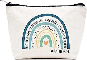 LIBIHUA Teach Love Inspire Motivate Lead Encourage Listen Connect Include Teacherlife -Makeup Bag Cosmetic Bag Travel Pouch - Appreciation Gifts for Teachers - Birthday Christmas Back To School Gift