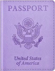 Passport and Vaccine Card Holder Combo, Passport Holder with Vaccine Card Slot, Passport Wallet, Passport Cover, Passport Case, Passport Holder for Women and Men(AL-Purple)