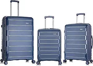 Rockland Vienna Hardside Luggage with Spinner Wheels, Navy, 3-Piece Set (20/24/28)