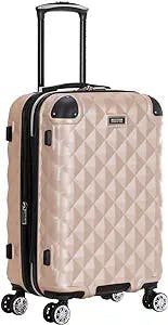 Kenneth Cole REACTION Diamond Tower Collection Lightweight Hardside Expandable 8-Wheel Spinner Travel Luggage, Rose Champagne, 20-Inch Carry On