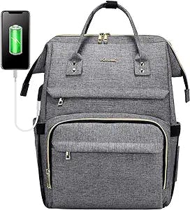 LOVEVOOK Laptop Backpack for Women Fashion Travel Backpack Business Computer Purse Work Bag with USB Port, Grey
