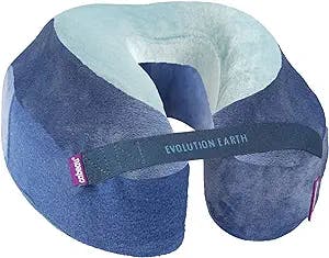 Cabeau Evolution Earth Travel Sustainable Neck Pillow Memory Foam Neck Pillow with 360-Degree Head and Chin Support at Every Angle. Plush, Soft Washable Cover Made from Recycled Plastic - Water