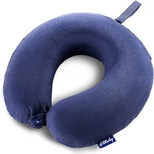 Fabuday Travel Pillow Memory Foam - Head Neck Support Airplane Pillow for Traveling, Car, Home, Office, Travel Neck Flight Pillow with Attachable Snap Strap Soft Washable Cover