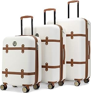 Badgley Mischka Grace 3 Piece Expandable Retro Luggage Set, 3 Piece Set