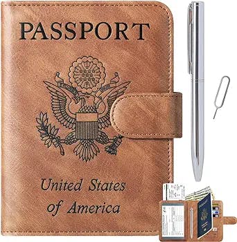 Passport and Vaccine Card Holder Combo Passport Holder Cover Wallet Case Leather Travel Wallet Rfid Blocking for Men Women