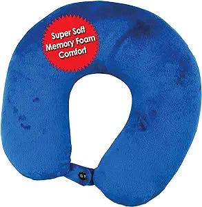 My Perfect Nights Premium Travel Pillow (Blue) Sleep with NO Neck Pain Super Soft Memory Foam Neck Pillow Easy Washing with Removable Cover