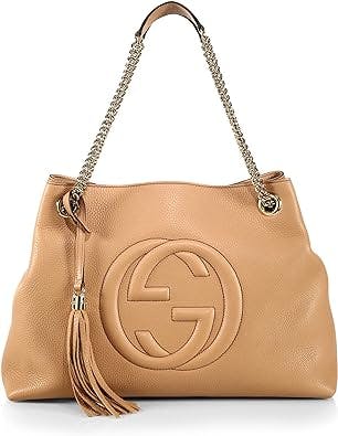 The Gucci Camelia Camel Pebbled Leather Soho Shoulder Hand Bag Tassel: A Mu