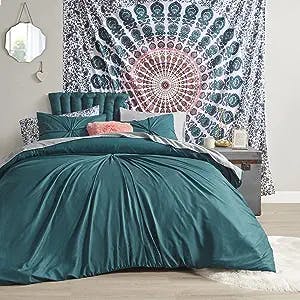 Comfort Spaces 14 Piece Bed in A Bag Comforter Set Include Sheets with 2 Side Pockets - All Season Cozy Bedding and Bedroom Organizer, College Dorm Room Essentials, Twin/Twin XL, Henry, Teal