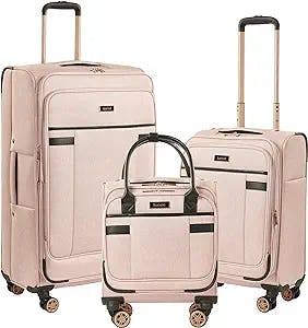 kensie Women's Hudson Softside Spinner Luggage, Rose, 3-Piece Set (16/20/28)